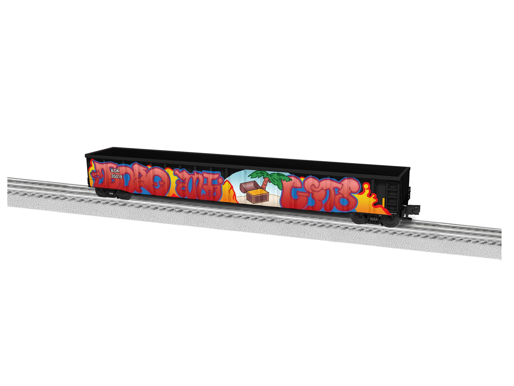 Lionel 6-84837 O Arkansas and Oklahoma 66' Mill Gondola with Graffiti #35018
