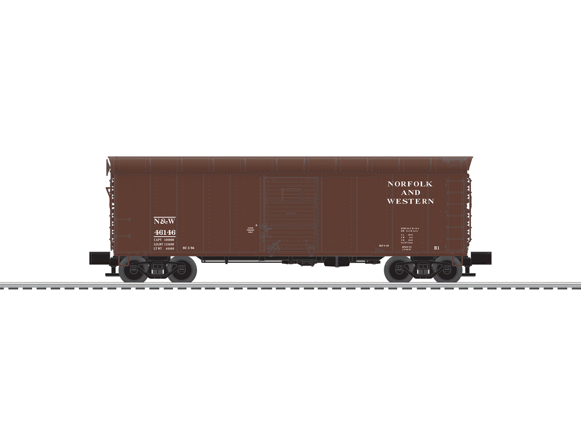 Lionel 6-84896 O Gauge Norfolk and Western Round Roof Boxcar #46146