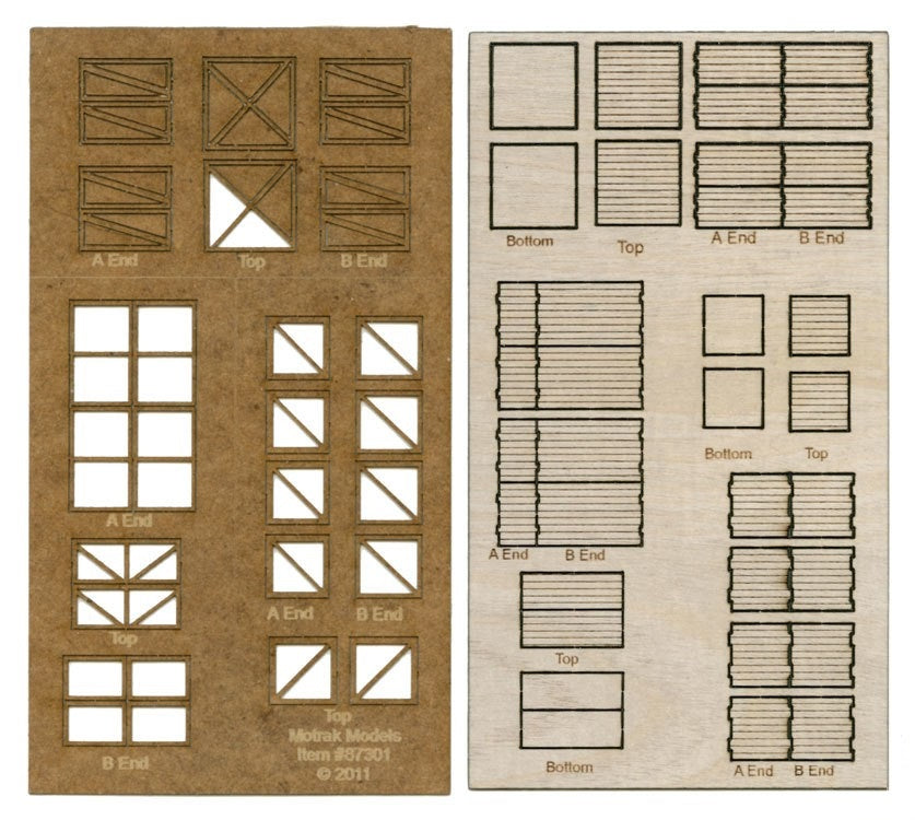 Motrak Models 84000 HO Laser-Cut Crates Wood Kit (Pack of 6)