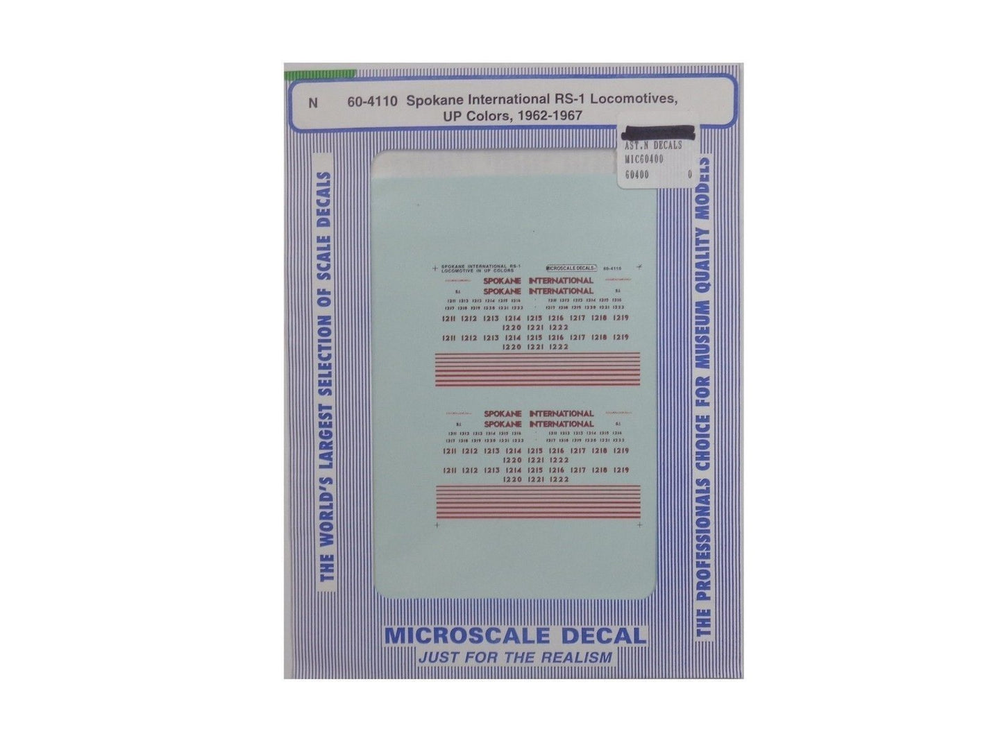 Microscale 60-4110 N 1962-67 Spokane International RS-1 Diesels Decal Sheet