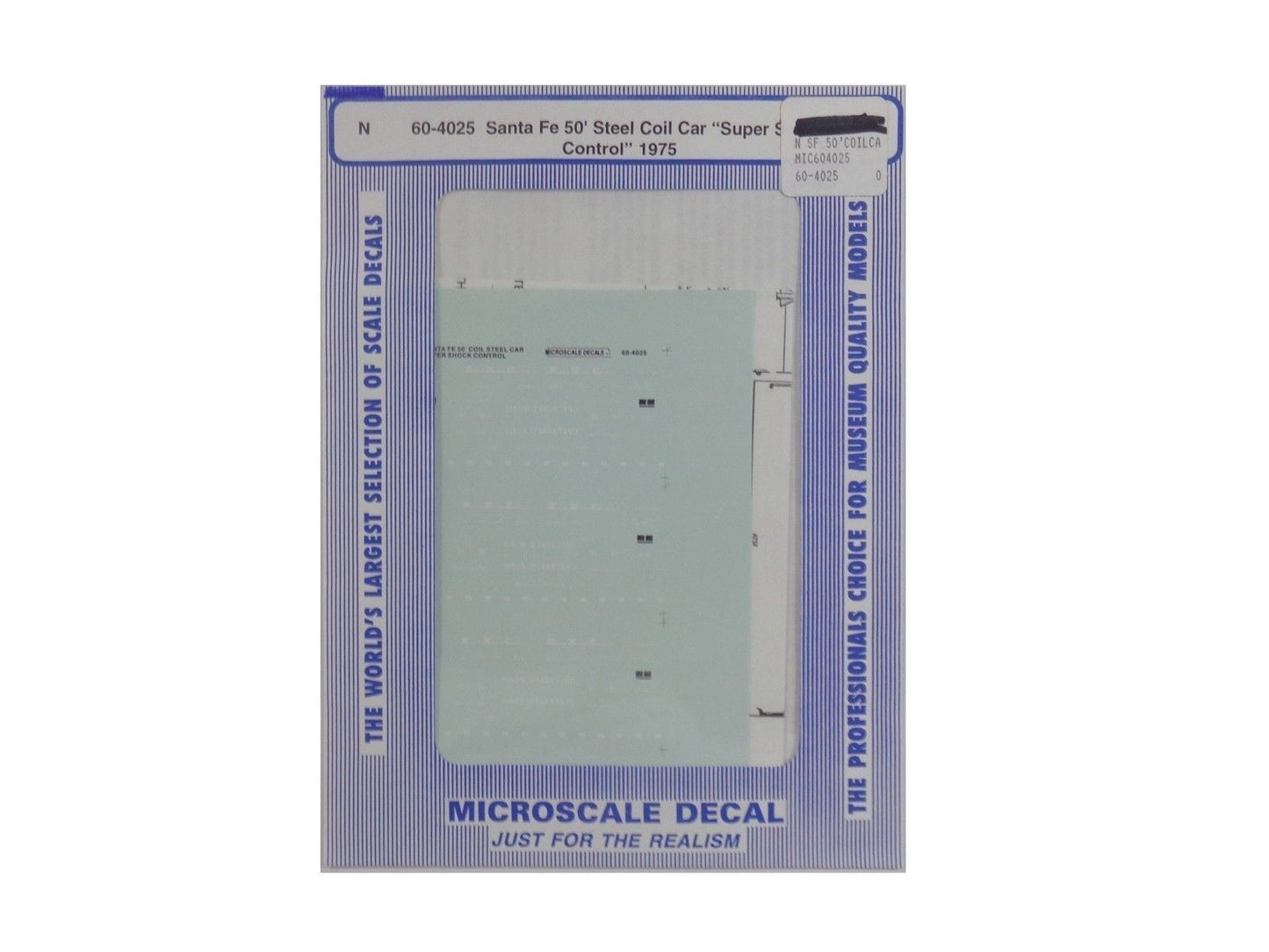 Microscale 60-4025 N 1975 SF 50' Steel Coil Car Super Shock Control Decal Sheet