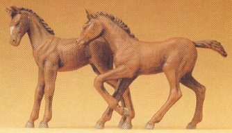 Preiser 47025 G Elastolin/ Colts Standing & Jumping Figures (Set of 2)