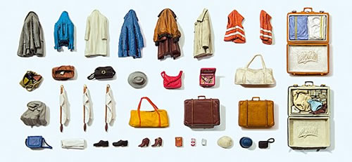 Preiser 65811 O Unpainted Suitcases and Bags Plastic Model Kit
