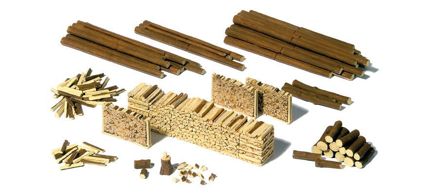 Preiser 17609 HO Unpainted Trunks Logs Woodpiles Plastic Kit