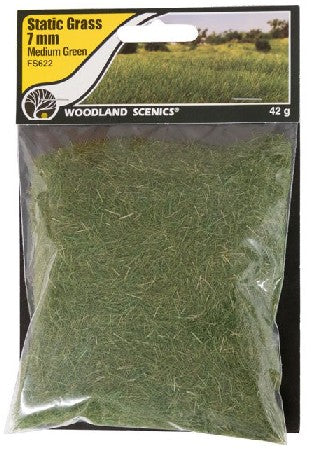 Woodland Scenics FS622 Medium Green Static Grass 7 mm