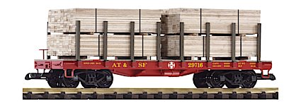 Piko 38740 G Santa Fe Flatcar with Lumber Load