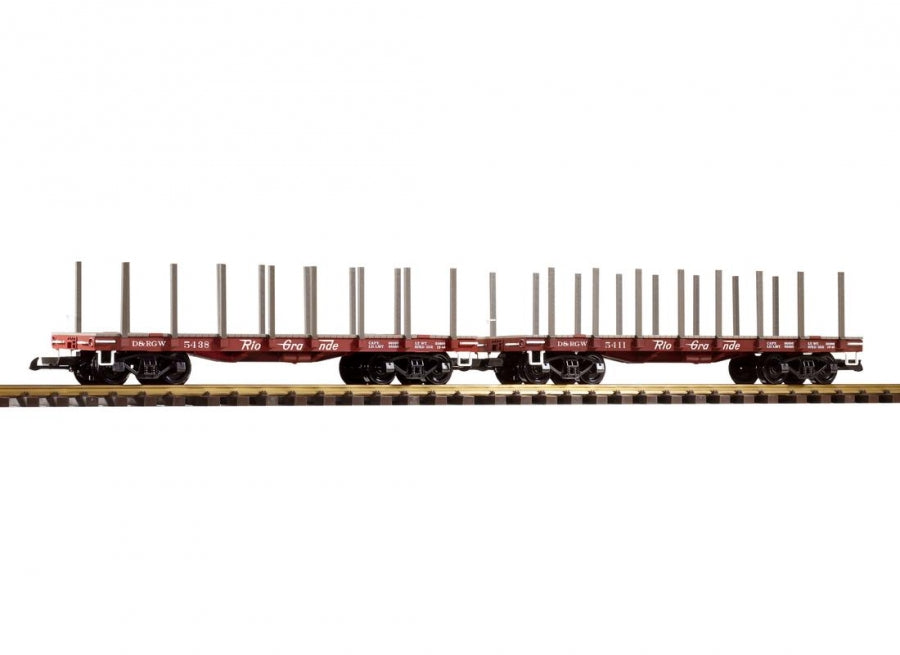 Piko 38744 G Denver & Rio Grande Western Flatcars with Stakes (Set of 2)