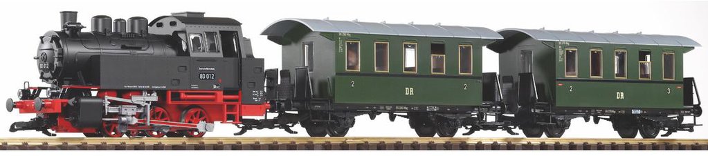 Piko 38125 Deutsche Reichsbahn BR80 G Gauge Steam Passenger Starter Train Set