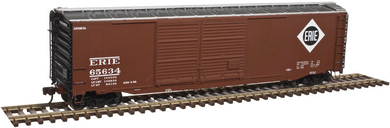 Atlas 20004410 HO Erie 50' Double Door Box Car (Brown/Black/White) #65587