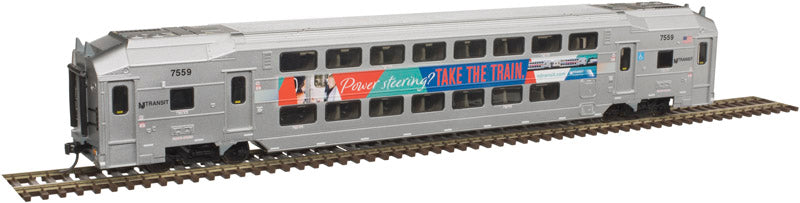 Atlas 20004827 HO NJ Transit Safety Slogan "Power Steering" Multi-level Trailer