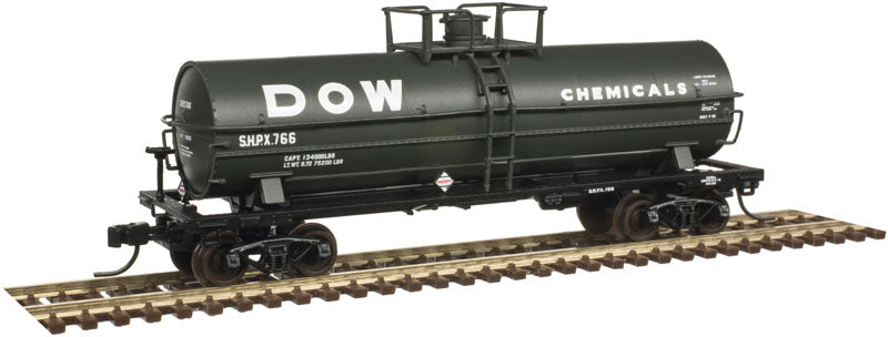 Atlas 50003745 N DOW 11,000 Gallon Tank Car with Platform (Green/White) #775