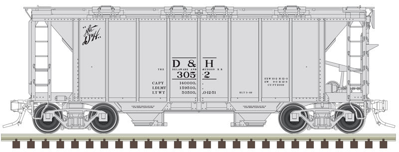 Atlas 3005115 O Delaware & Hudson 70 Ton Covered Hopper (Gray/Black) 3-Rail