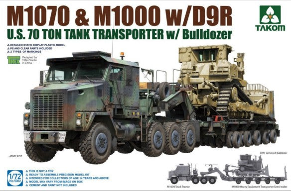 Takom 5002 1:72 US M1070 Truck Tractor & M1000 70-TonTransporter Tank Kit