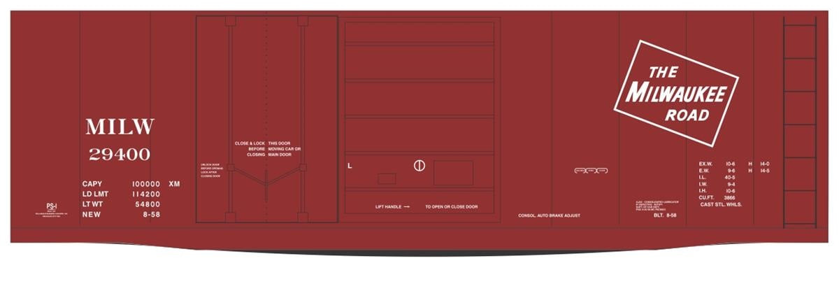 Tichy 10256N N Milwaukee 40' Plug & Sliding Door Boxcar Railroad Decal Set