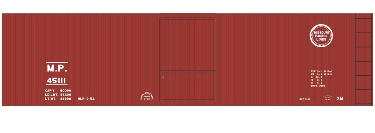 Tichy 10286 HO Missouri Pacific 40'' Wood DS Boxcar Decal Set