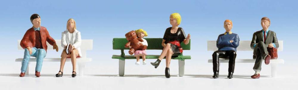 Walthers 949-6057 HO Seated People Set #1 Figures W/Bench (Set of 7)