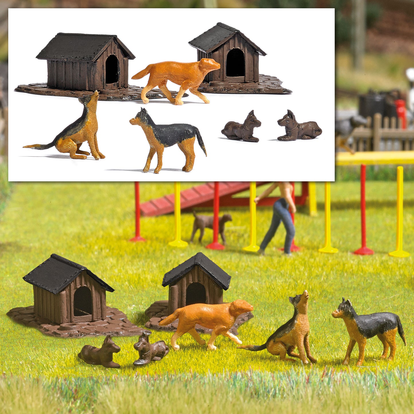 Busch 1197 HO Dog Houses and Dogs