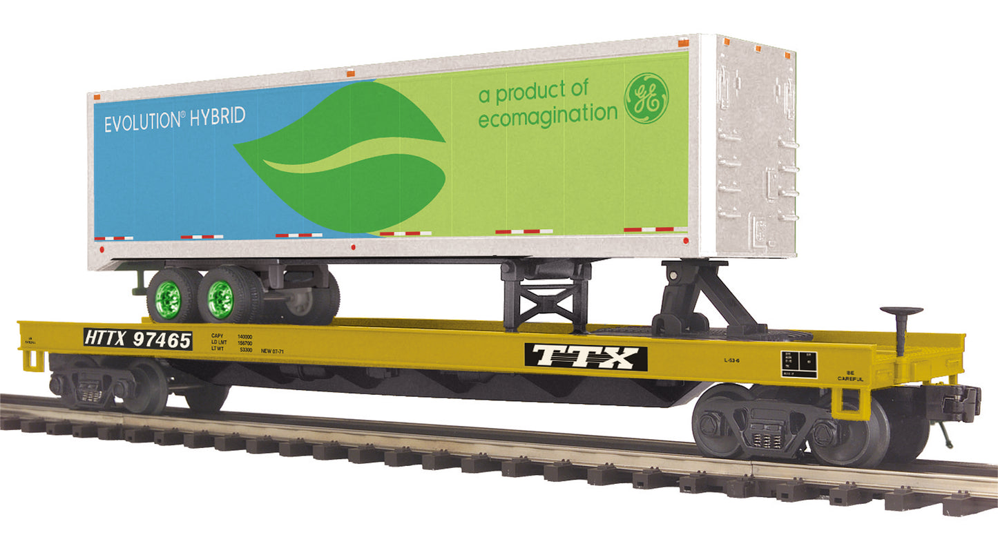 MTH 20-95278 O TTX Flat Car w/ 40' Trailer #97465