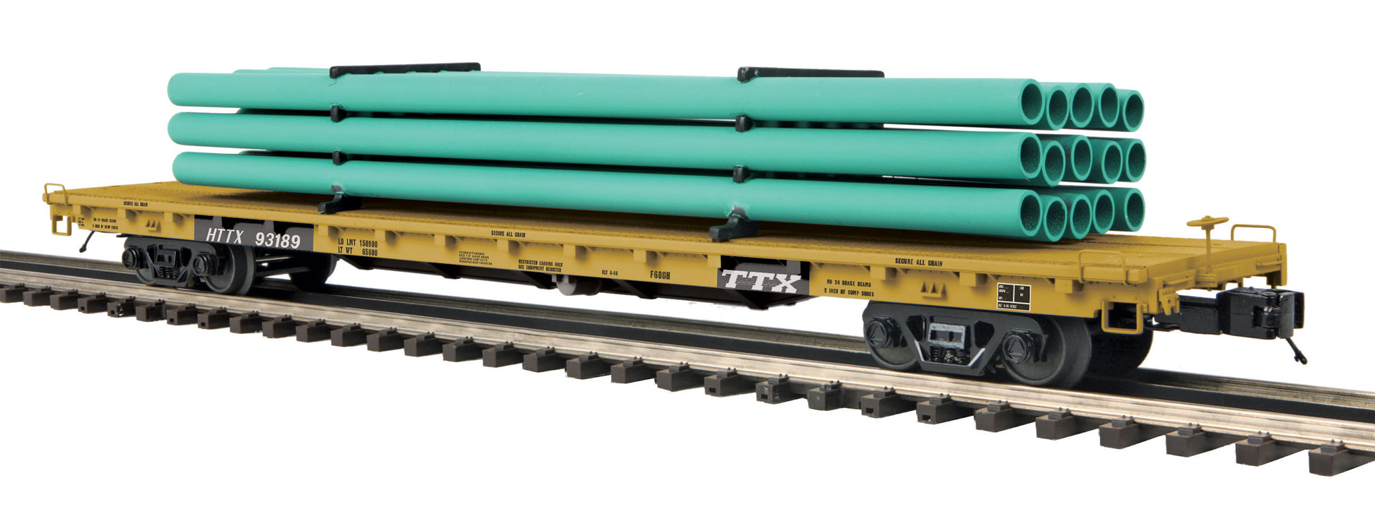 MTH 20-95287 O TTX 60' Flat Car with Pipe Load