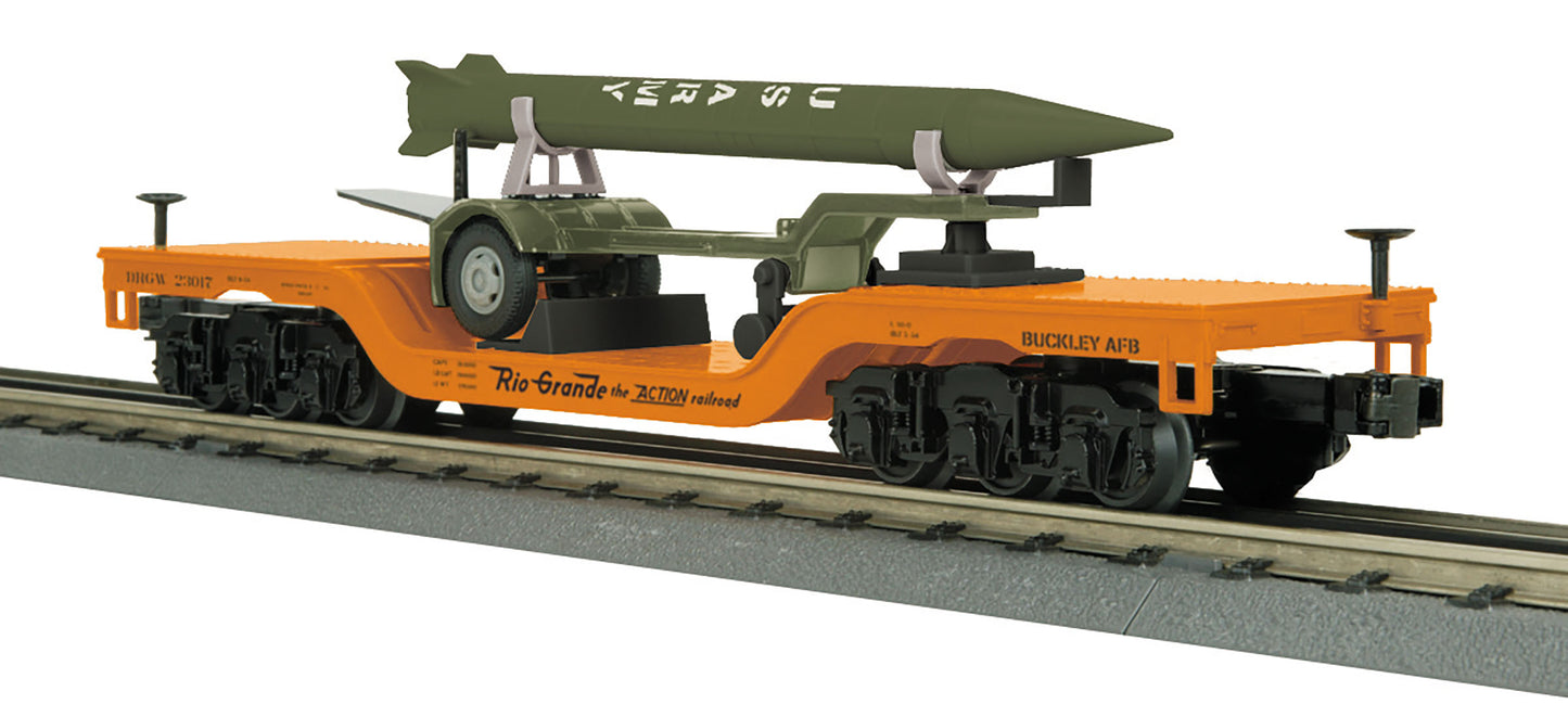 MTH 30-76700 O Denver Rio Grande Dep. Center Flat Car with Rocket Load #23017