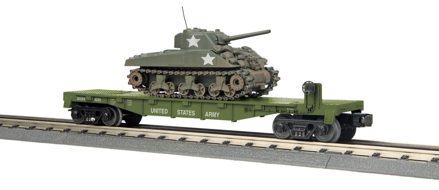MTH 30-76711 O U.S. Army Flat Car with (1) Sherman Tank #4225