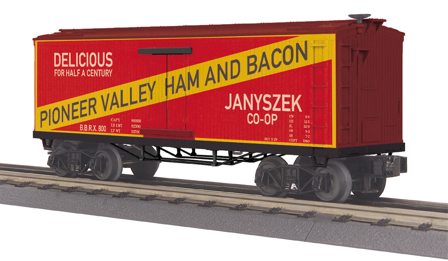 MTH 30-78205 O Pioneer Valley Ham and Bacon 19th Century Reefer Car #800