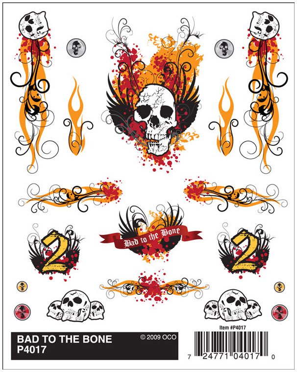 Pinecar 4017 Dry Transfer Decals, Bad To The Bone