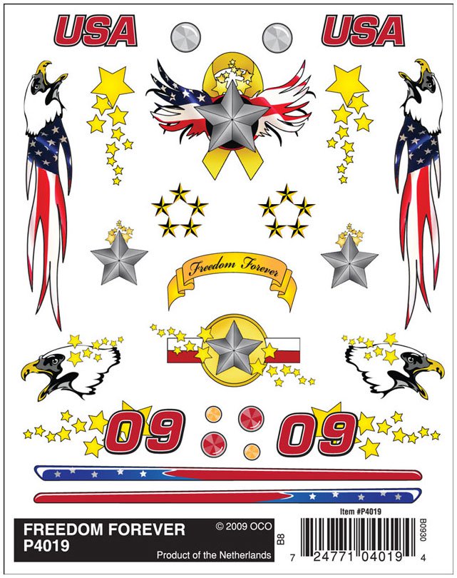 Pinecar P4019 Dry Transfer Decals, Freedom Forever