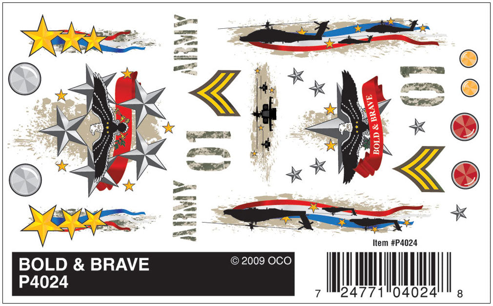 Pinecar 4024 Dry Transfer Decals, Bold & Brave