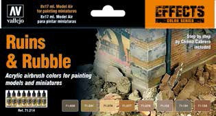 Vallejo Paint 71214 Ruins & Rubble Model Air Acrylic Paints (Set of 8)