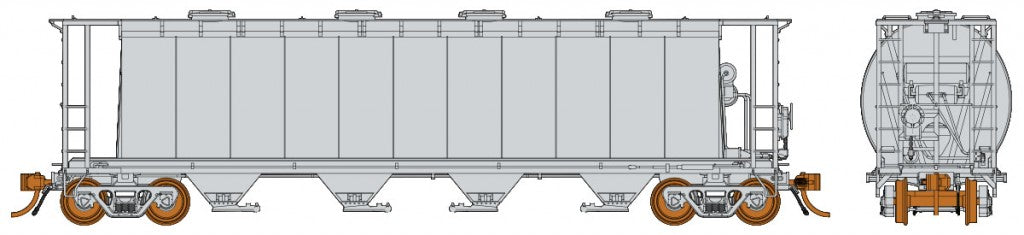 Rapido Trains 127098 HO Undecorated (MIL) 3800 cu ft Cylindrical Hopper