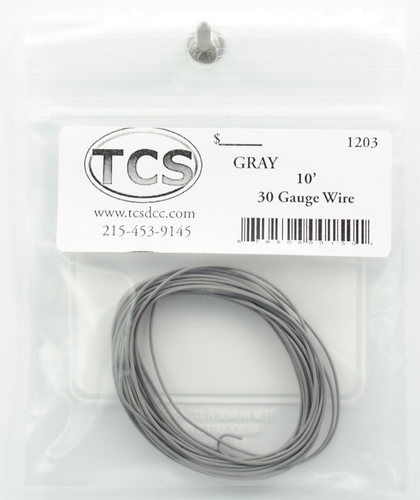 Train Control Systems 1203 30 Gauge Gray Wire - 10'