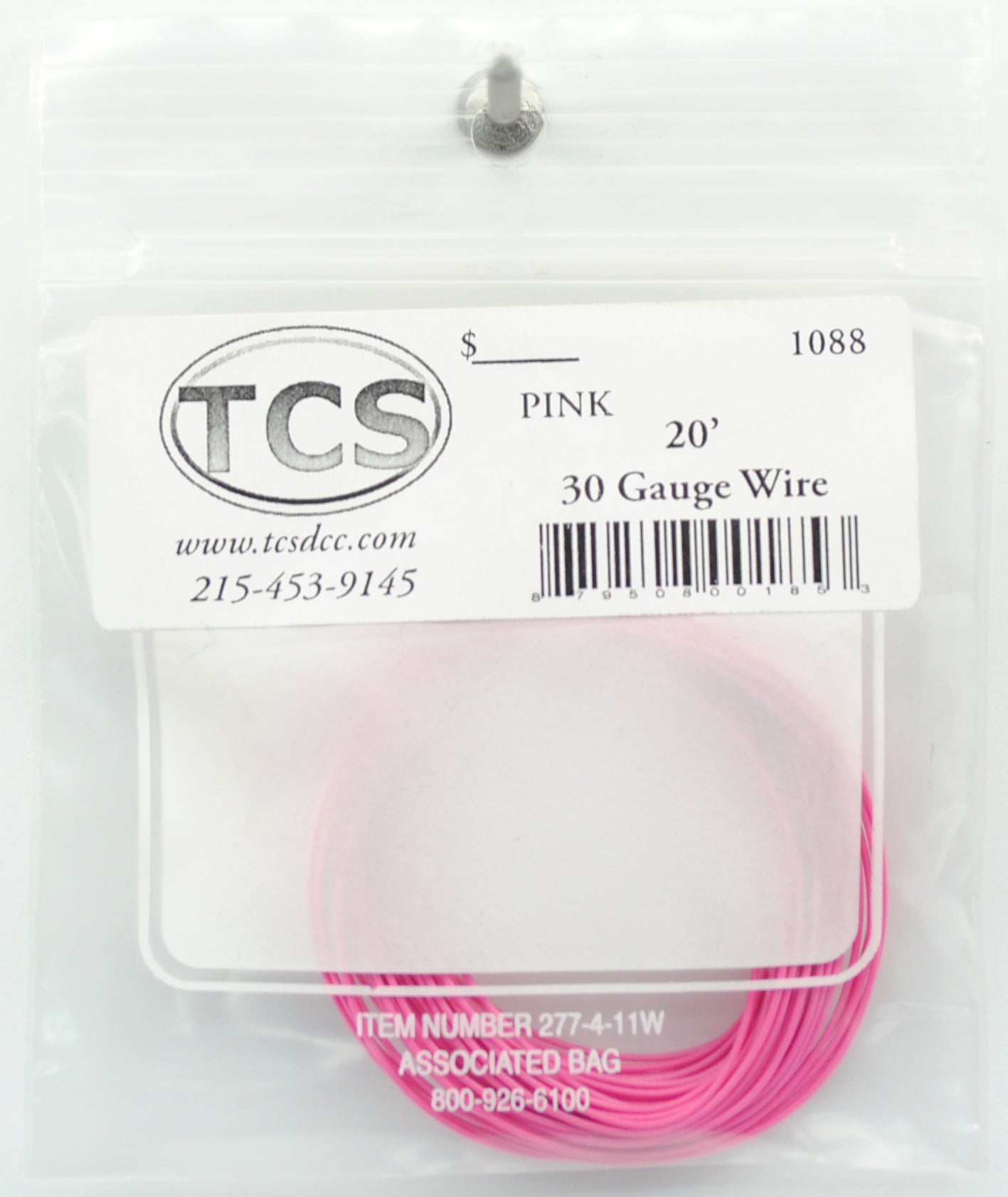 Train Control Systems 1088 20' of 30 Gauge Wire, Pink
