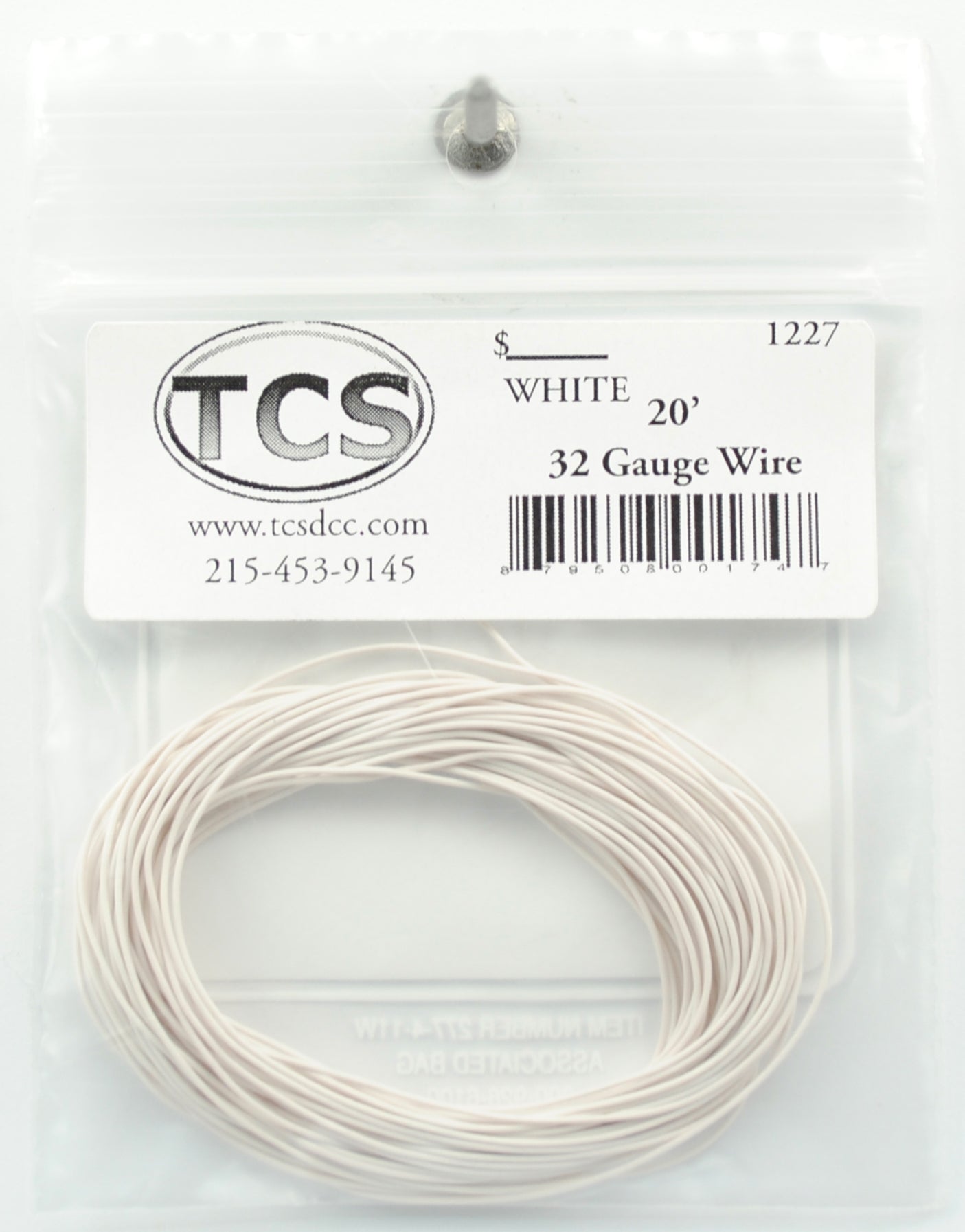 Train Control Systems 1227 20' of 32 Gauge Wire, White