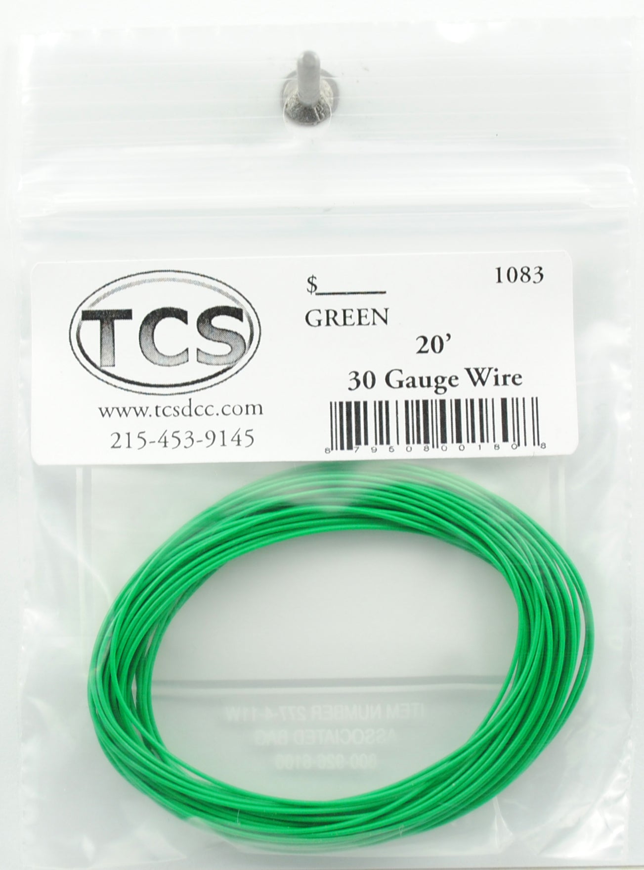 Train Control Systems 1083 20' of 30 Gauge Wire, Green