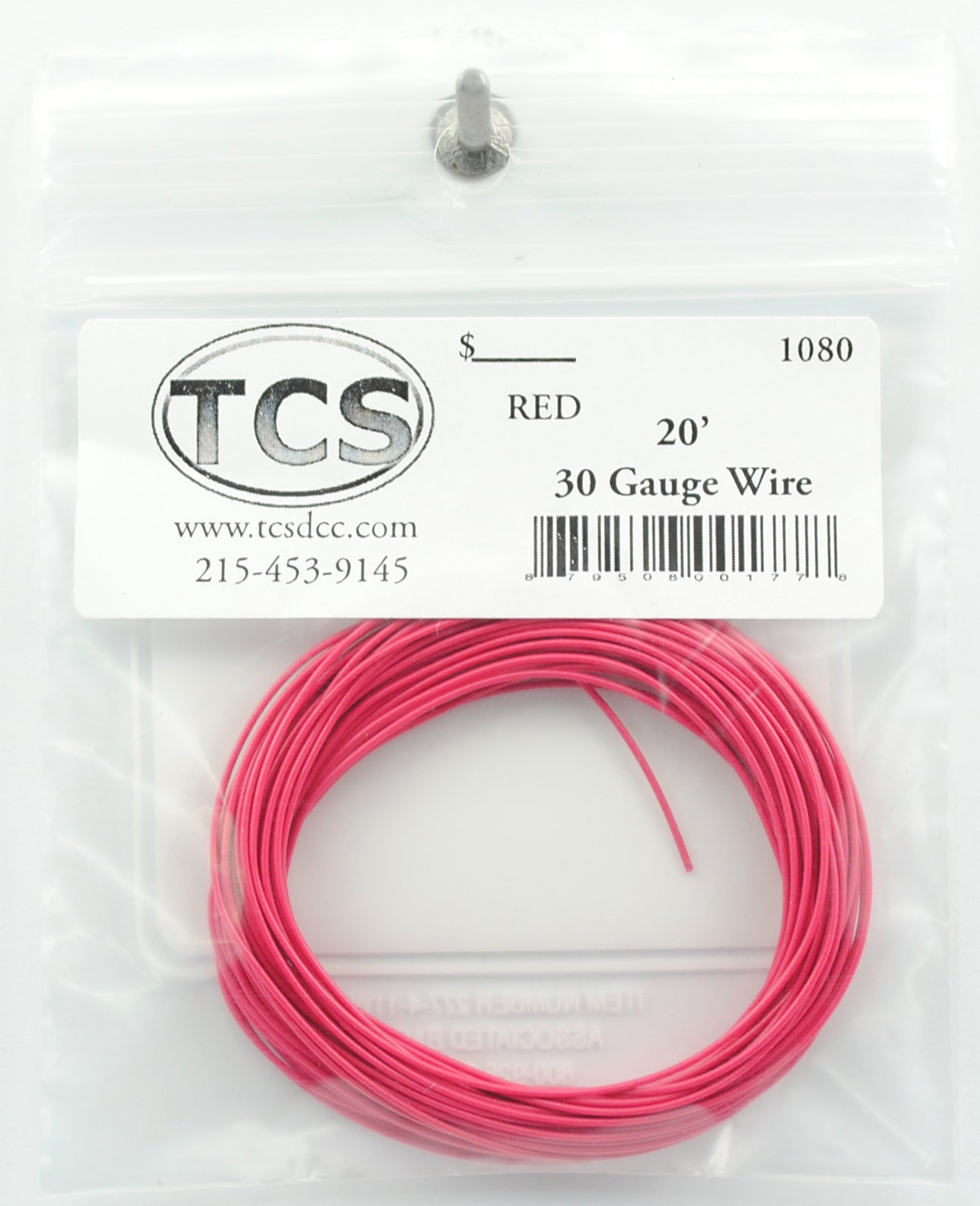 Train Control Systems 1080 Red  20' of 30 Gauge Wire