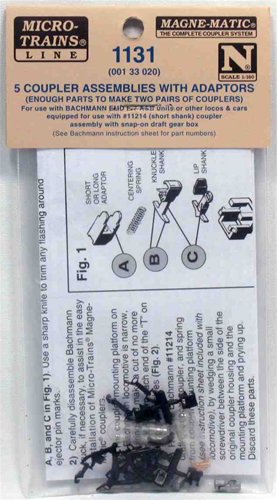 Micro Trains 00133020 N Bachmann Short Shank Couplers Assemblies with Adaptors