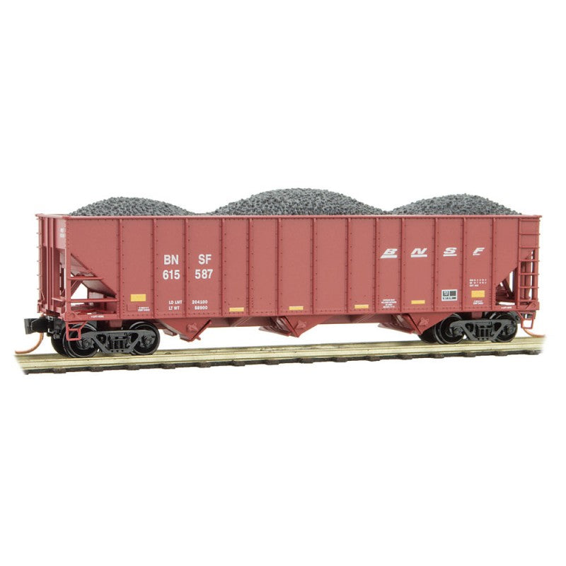 Micro-Trains 10800372 N BNSF 100 Ton 3 Bay Open Hopper w/Coal Load #615587