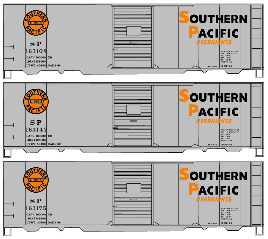 Accurail 8105 HO Southern Pacific 'Overnight' 40' AAR Boxcar Kit (Set of 3)