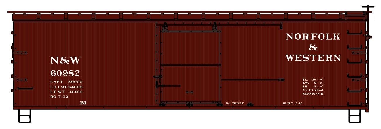 Accurail 1406 HO Norfolk & Western 1400 Series 36' Double Sheath Wood Boxcar