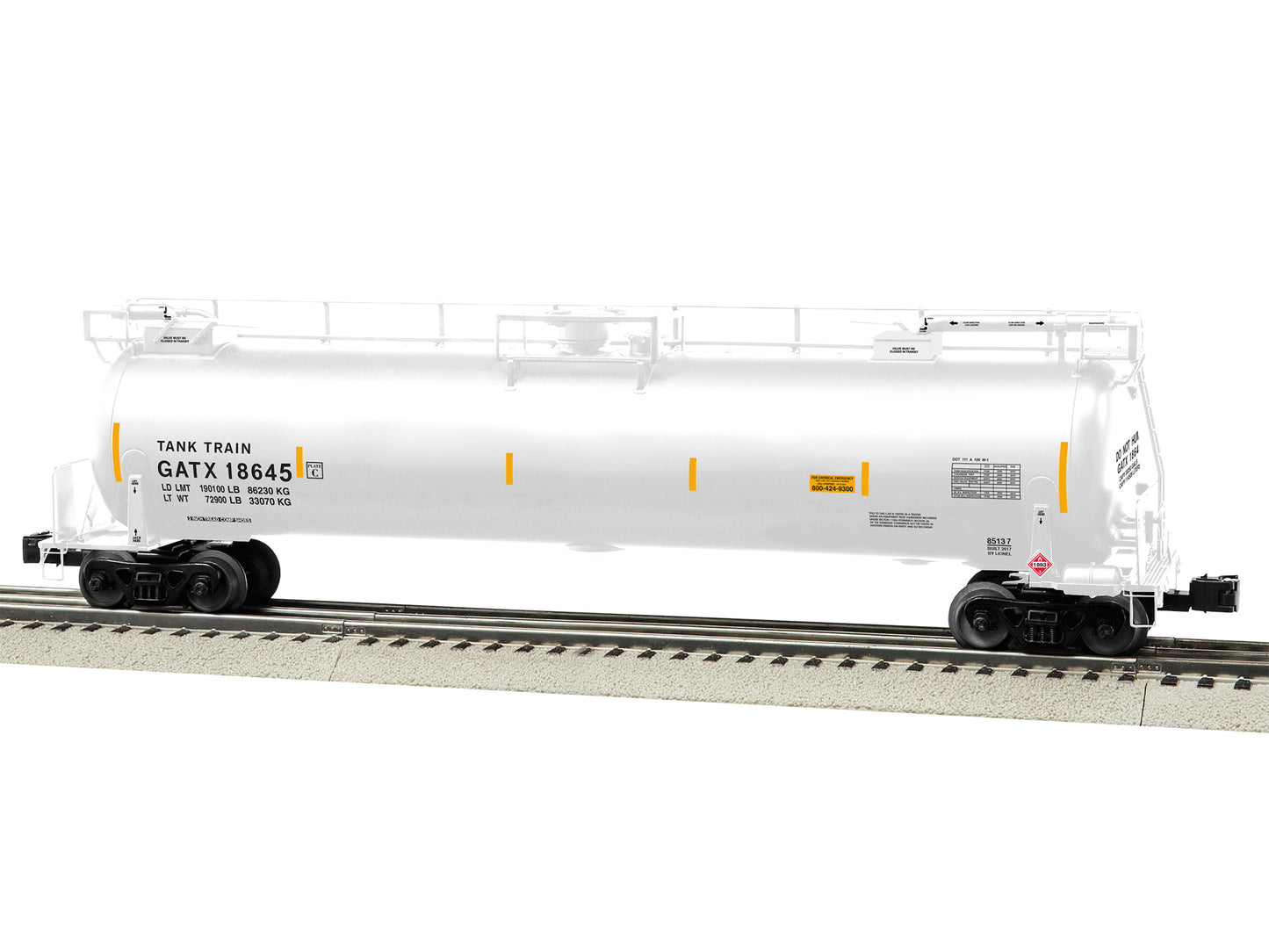 Lionel 6-85137 O Tank Train Car White #18645