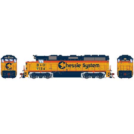 Athearn G65759 HO Chessie/B&O/ATSF GP40-2 Diesel Locomotive w/DCC & Sound #9154