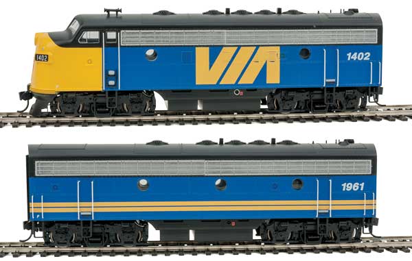 Walthers 910-19938 HO VIA Rail Canada EMD F7 A-B Set Diesel Loco #1409/1965