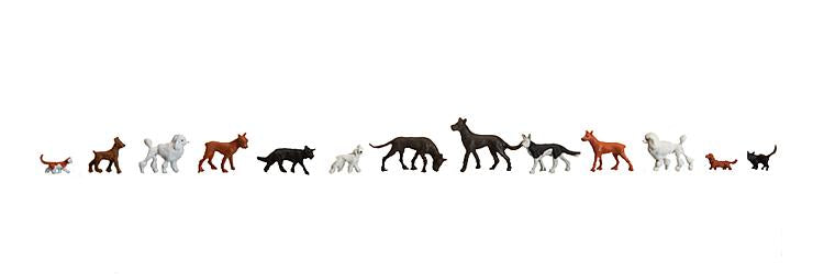 Faller 154012 HO Cats & Dogs Figures (Set of 13)