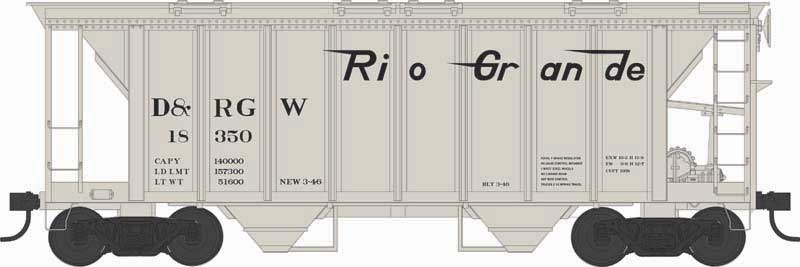 Bowser 43256 HO D&RGW Executive Line H34 Covered Hopper Car #18350