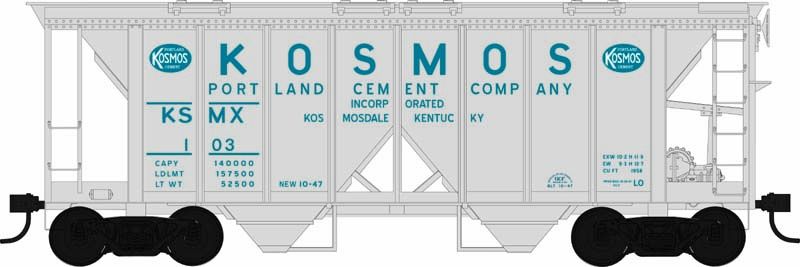 Bowser 43271 HO Kosmos Cement ACF 70-Ton 2-Bay Hopper #103