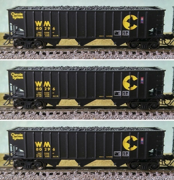 Bluford Shops 14573 N Chessie WM 70-Ton 3-Bay 14-Panel Hopper w/Load (Pack of 3)