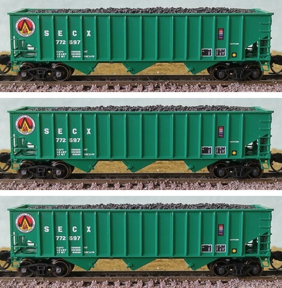 Bluford Shops 14563 N SECX 70-Ton 3-Bay 14-Panel Hopper w/Load (Pack of 3)