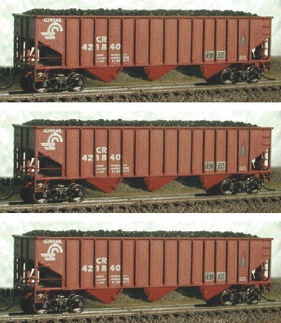 Bluford Shops 14533 N Conrail 70-Ton 3-Bay 14-Panel Hopper w/Load (Pack of 3)