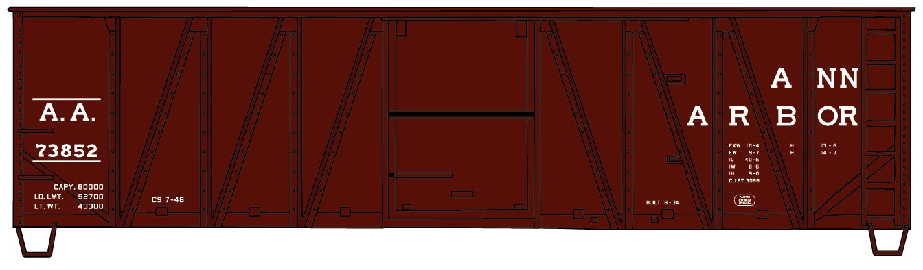 Accurail 4330 HO Ann Arbor 40' Single Sheath Wood Boxcar Kit
